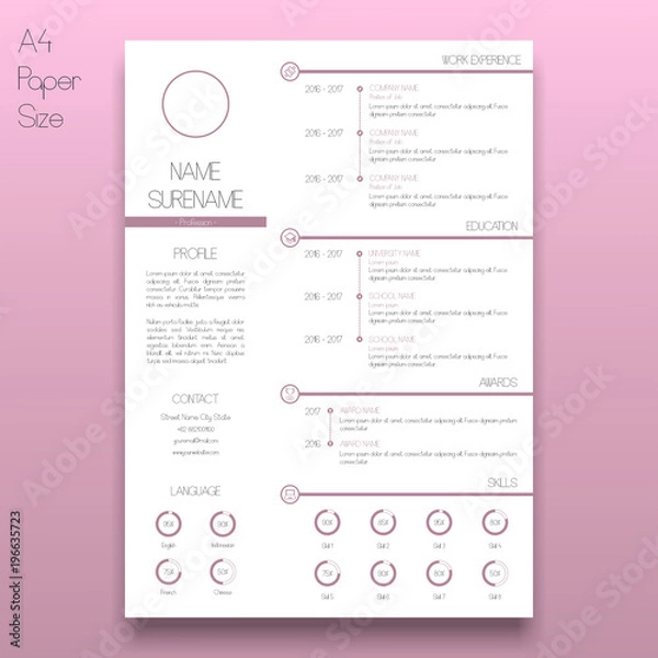 Obraz Elegant Curriculum Vitae Template