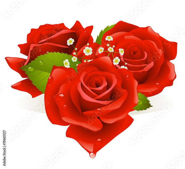 Obraz Three roses in the shape of heart