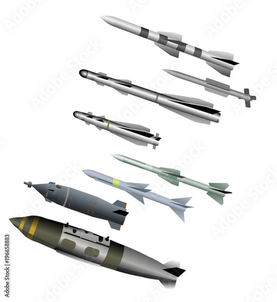 Obraz Rocket fighting set vector illustration isolated on white background