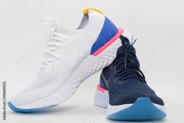 Fototapeta sport shoes for running ,two colors on white background