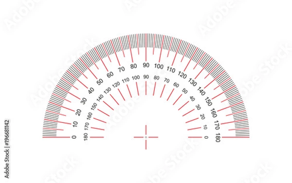 Fototapeta Protractor. Protractor grid for measuring degrees. Tilt angle meter. Measuring tool. AI10