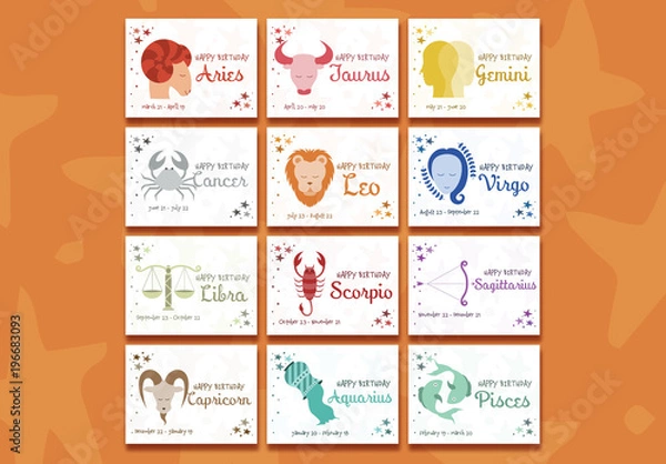 Fototapeta Social Media Zodiac Posts Layout Set 1