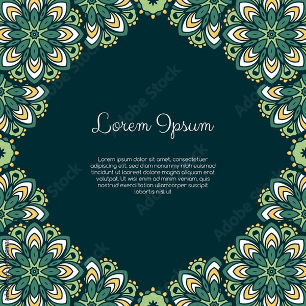 Obraz Invitation or greeting card template with abstract ornament. Hand drawn vector illustration