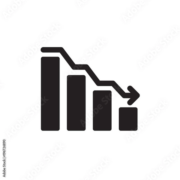 Obraz decreasing diagram, decreasing bar chart filled vector icon. Modern simple isolated sign. Pixel perfect vector  illustration for logo, website, mobile app and other designs