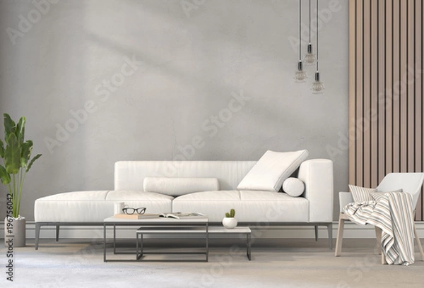 Obraz 3D rendering of interior modern living room 