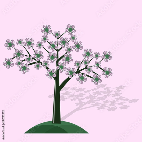 Fototapeta Vector illustration. Abstract decorative flowering tree