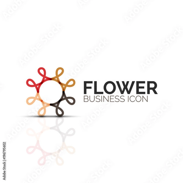 Fototapeta Abstract flower or star minimalistic linear icon, thin line geometric flat symbol for business icon design, abstract button or emblem
