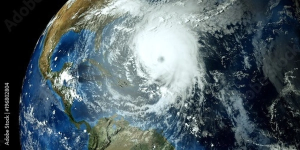 Fototapeta Extremely detailed and realistic high resolution 3D illustration of a hurricane. Shot from Space. Elements of this image are furnished by Nasa.