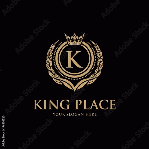 Obraz Luxury vintage crest logo. Calligraphic royal emblems and elements elegant decor. Vector crest monogram ornament for letter