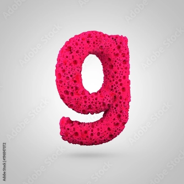 Obraz Pink sponge letter G lowercase isolated on white background.
