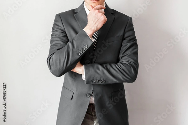 Obraz Businessman thinking about business strategy. Working and ideas concept