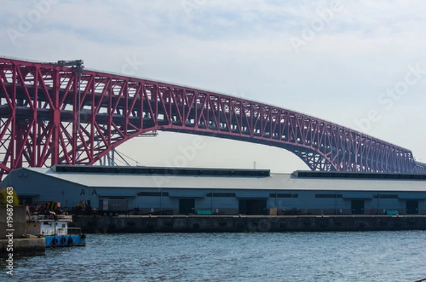 Fototapeta 大阪・港大橋のある風景
