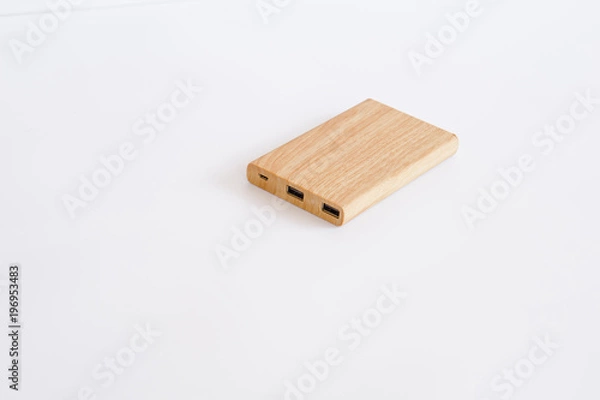 Fototapeta Close up battery charge  on the table with isolated background