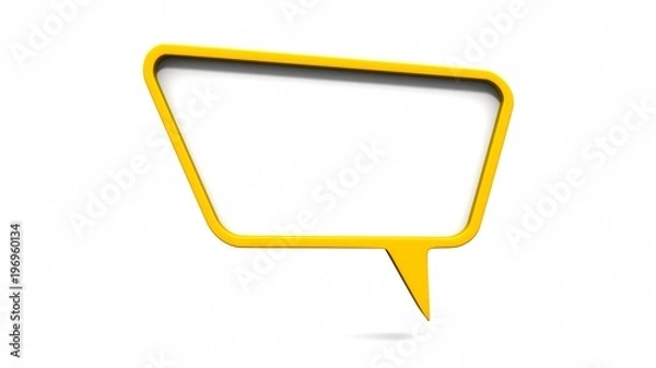 Fototapeta Yellow dialog speech bubbles on white background. 3D rendering