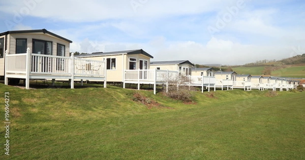 Obraz Statyczny parking dla przyczep kempingowych w Ladram Bay w pobliżu Sidmouth w Devon