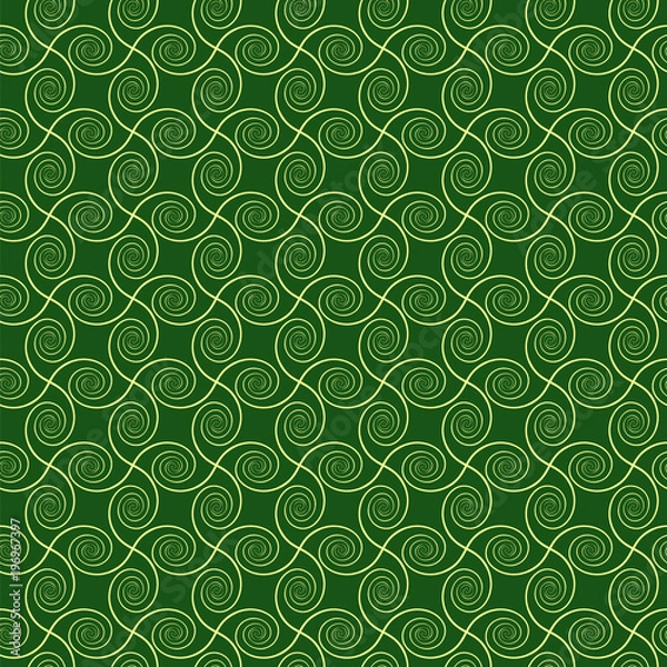 Fototapeta abstract spirals. vector seamless pattern. green and yellow background