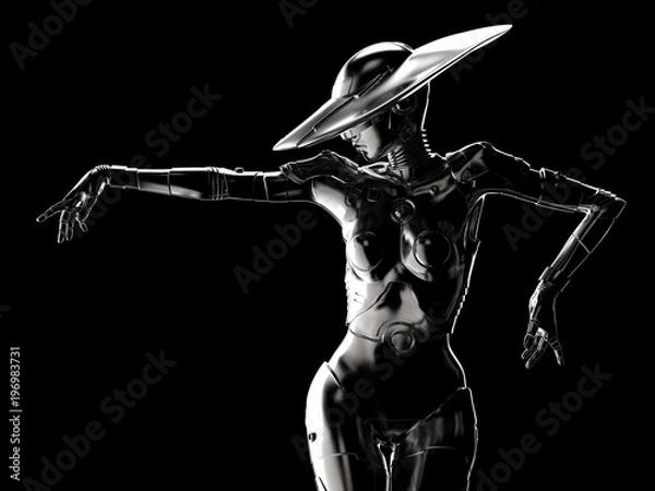 Fototapeta 3D illustration. Stylish cyborg the woman.
