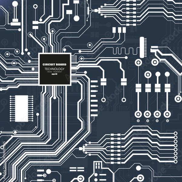 Fototapeta Vector circuit board illustration. Abstract technology.