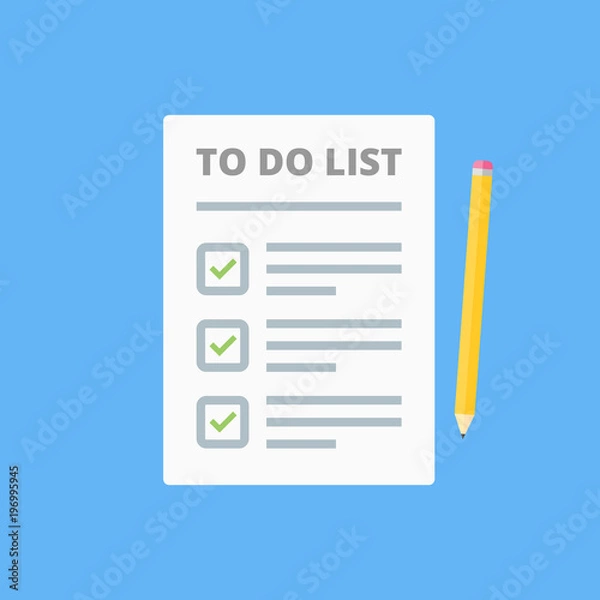Fototapeta Claim form, to do list. Flat style isolated on a blue background. Vector illustration