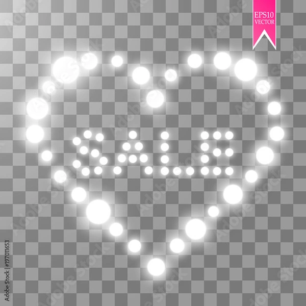 Fototapeta Vector illustration with glowing text sale and with lights hearts