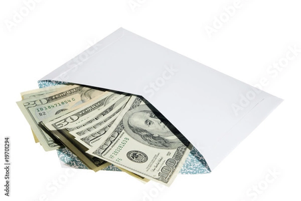 Obraz money in envelope isolated on the white background