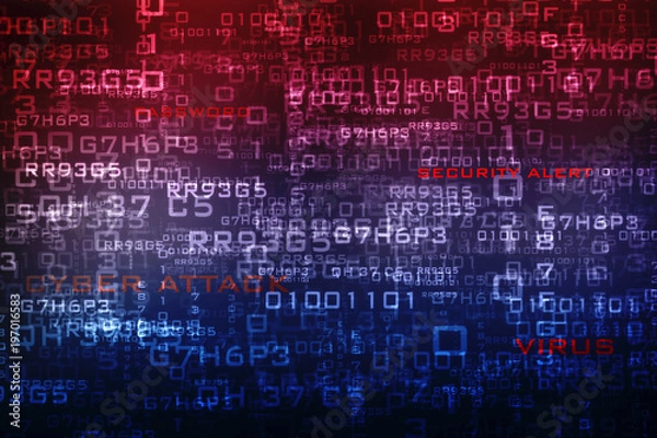 Fototapeta 2d illustration Cyber Attack, Technology Background