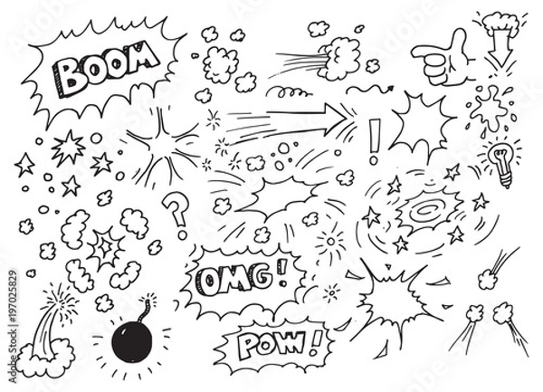 Obraz Ręcznie rysowane gryzmoły komiksów