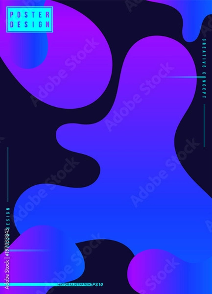 Fototapeta Abstract minimalistic creative design poster with fluid colorful gradient. Template futuristic cover. Flat vector illustration EPS 10
