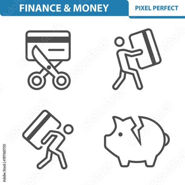 Fototapeta Finance And Money Icons. Professional, pixel perfect icons depicting various finance, money and currency concepts. EPS 8 format.