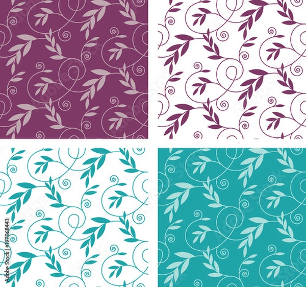 Fototapeta Seamless Pattern Branches With Leaves