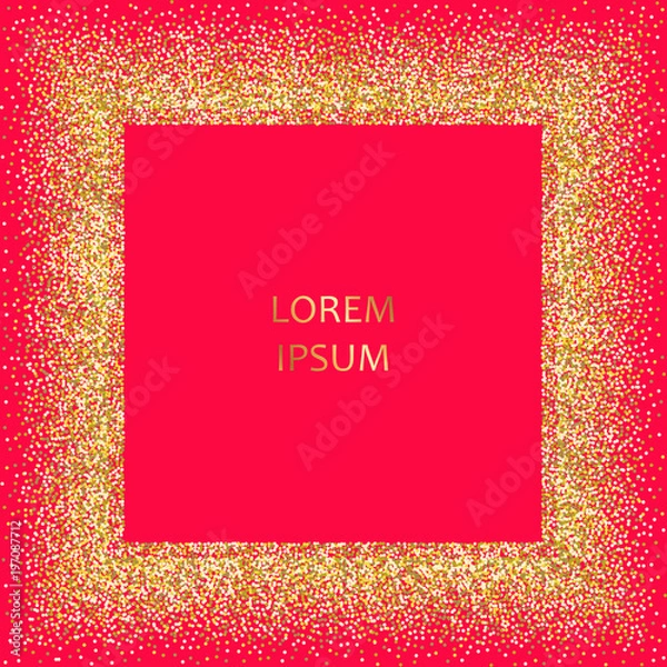 Fototapeta Gold glitter background. Gold sparkle frame. Vector illustration.