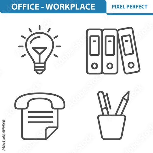 Fototapeta Office and Workplace Icons. Professional, pixel perfect icons depicting various office and workplace concepts. EPS 8 format.