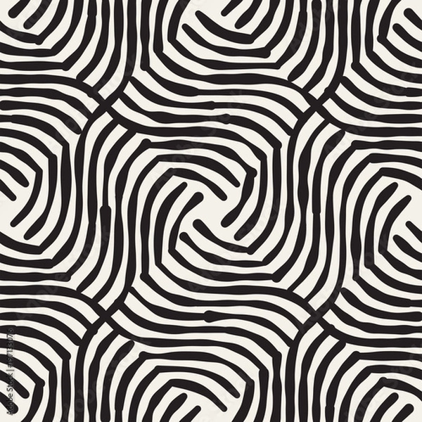 Fototapeta Hand drawn striped seamless pattern with brushstrokes tiling. Abstract freehand texture for print