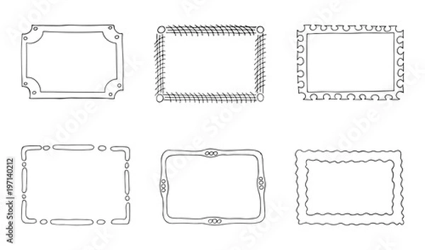 Fototapeta Set of simple frames outline