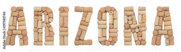Obraz State Arizona of USA made of wine corks Isolated on white background