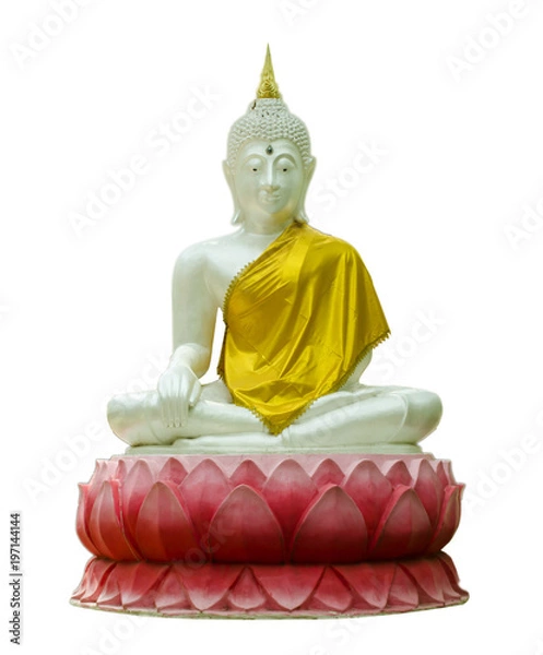 Obraz Golden Buddha sit isolated on white background. copy space for text.