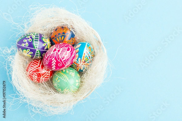 Fototapeta Colorful shiny easter eggs