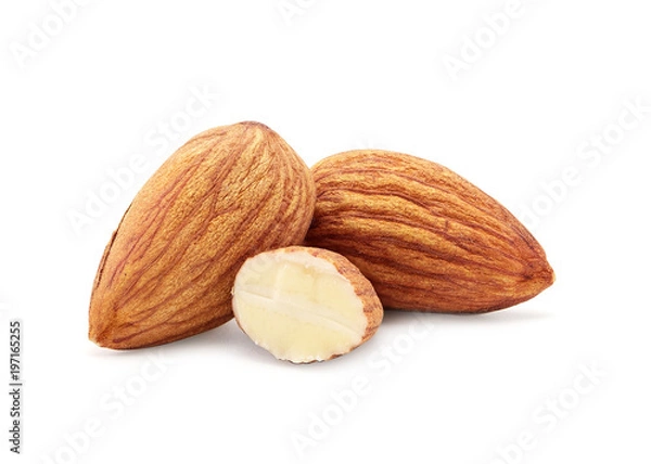 Fototapeta almonds isolated on a white background.