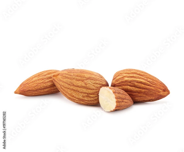 Fototapeta almonds isolated on a white background.