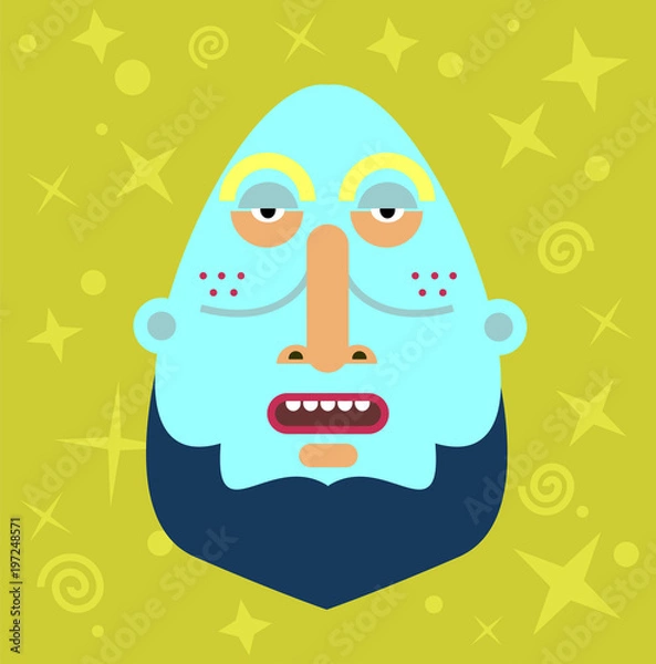 Fototapeta Fantastic man portrait with beard. Vector avatar