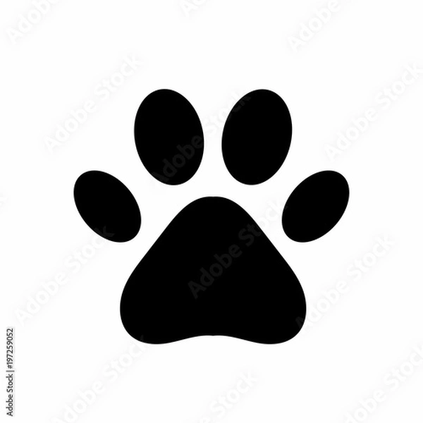 Fototapeta Dog or cat paw. Black paw print isolated on white background