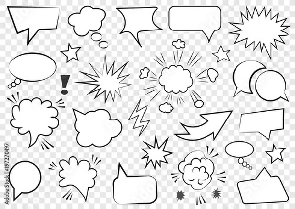 Fototapeta Set of speech bubbles. Set of blank template in Pop Art style. Vector illustration