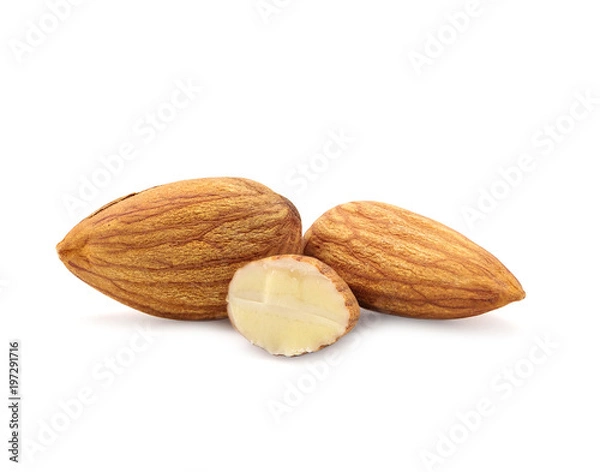 Fototapeta almonds isolated on a white background.
