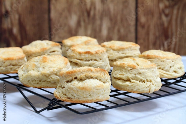 Obraz Buttermilk Biscuits on a cooling rack.