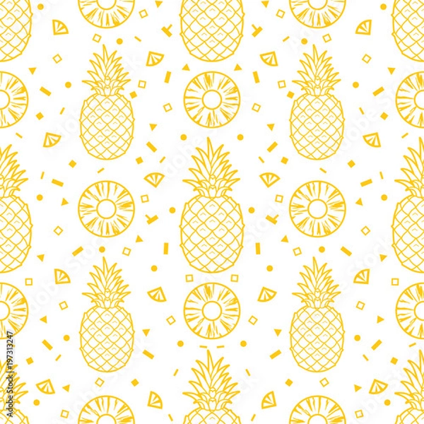 Fototapeta Pineapple fruits seamless pattern background vector format