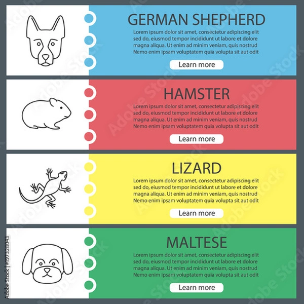 Fototapeta Pets web banner templates set
