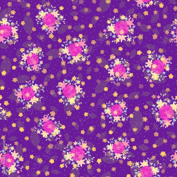 Fototapeta Seamless spring floral pattern. Vector background for invitation, greeting card, wallpaper and textile