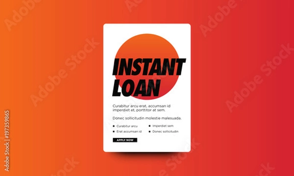 Fototapeta Instant Loan Poster Template Text Box Design With Apply Button