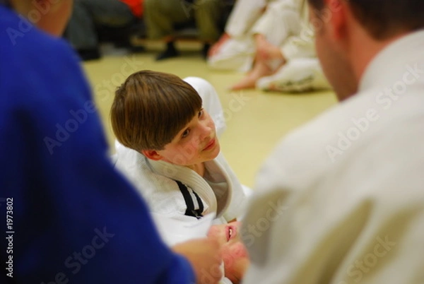 Fototapeta boy doing a judo exam