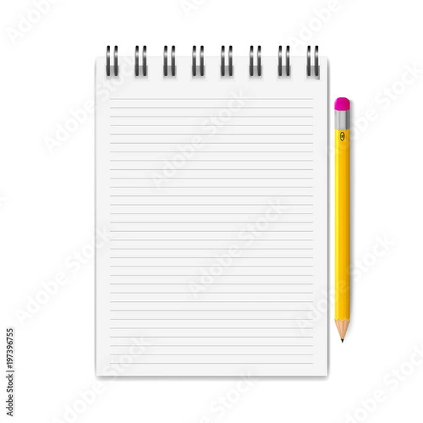 Fototapeta realistic notebook, exercise book , vector illustration